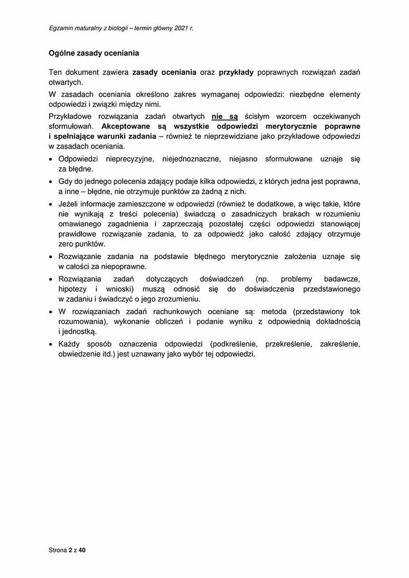 Matura z biologii 2021 / źródło: Centralna Komisja Egzaminacyjna