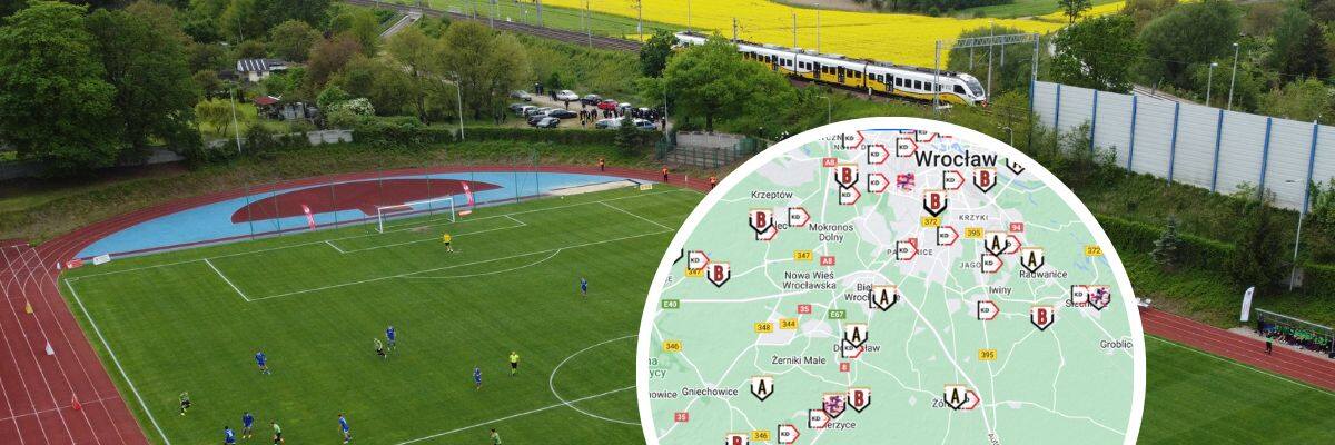 Na Dolnym Śląsku powstała pierwsza kolejowa mapa klubów piłkarskich. Pomoże kibicom i zawodnikom [ZOBACZ]