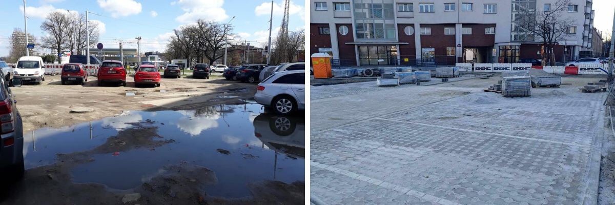 Tak się zmienia placyk na skrzyżowaniu Conrada-Korzeniowskiego i Trzebnickiej [ZDJĘCIA]