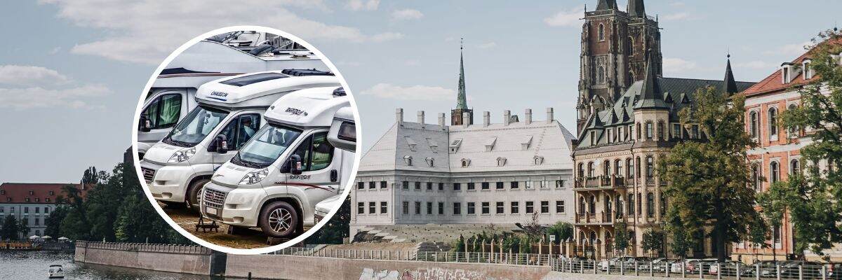 Turyści w camperach biwakują w centrum Wrocławia. Radna miejska: „Zasłaniają widok na Ostrów Tumski”