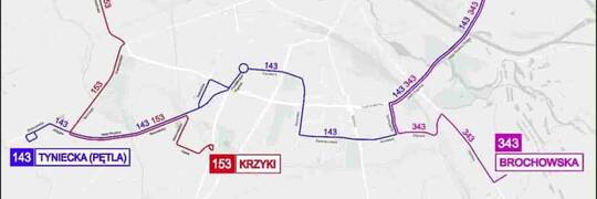 Linia 143 zostanie podzielona na dwie krótsze trasy – 143 i 153, a dwa dni później ruszy nowa linia 343, która połączy Księże z Wielką Wyspą.